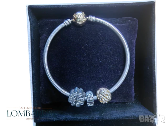 Гривна Pandora сребро и злато 14к, снимка 2 - Гривни - 51049468