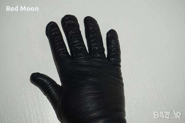 Черни Дамски Ръкавици От Естествена Кожа Размер S, снимка 5 - Ръкавици - 45423309