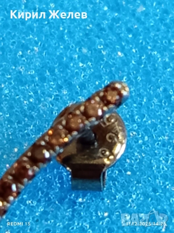 Сребърни обеци тип bar stud с инкрустирани кристали стил и елегантност 27742, снимка 6 - Обеци - 52735776