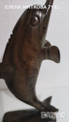 Винтидж дървена статуетка фигура на делфин, снимка 2 - Статуетки - 45846233