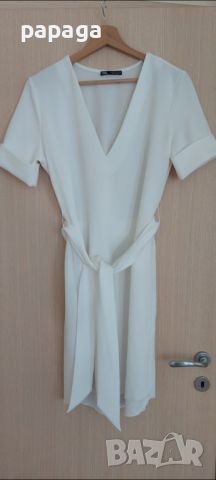 Бяла рокля zara, без забележки, s, снимка 1 - Рокли - 46416673