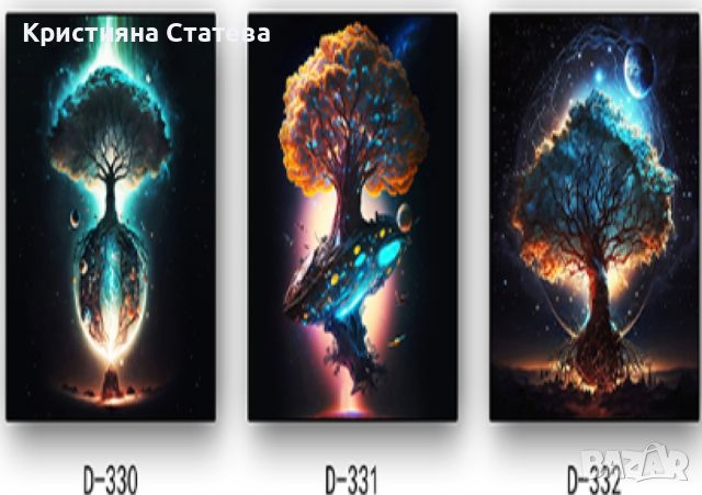 Абстрактна картина - звездни дървета, снимка 2 - Картини - 46100923