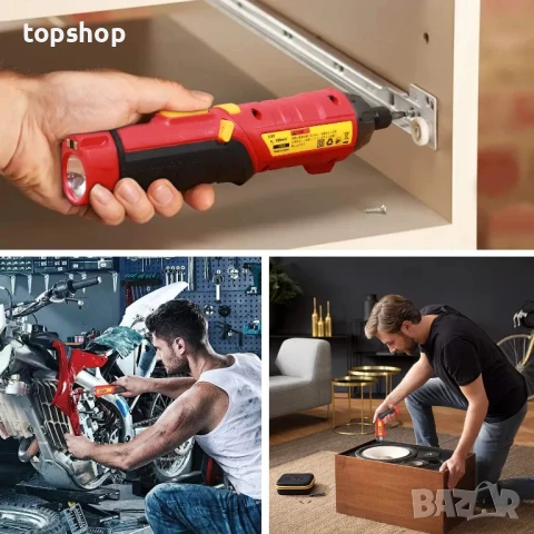 НОВ В куфарче акумулаторен винтоверт TECCPO, 2000mAh, с 45 бр. аксесоари, с LED, USB акумулаторна, снимка 2 - Винтоверти - 50493276