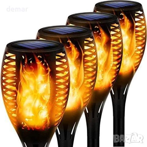Waiybbit Соларни лампи, 4 броя, 33 светодиода, трептящи танцуващи пламъци, снимка 1