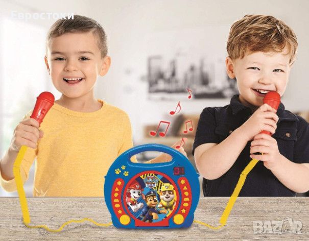 Детски CD плейър Lexibook Paw Patrol, детско караоке с 2 микрофона,, снимка 2 - Музикални играчки - 45399474