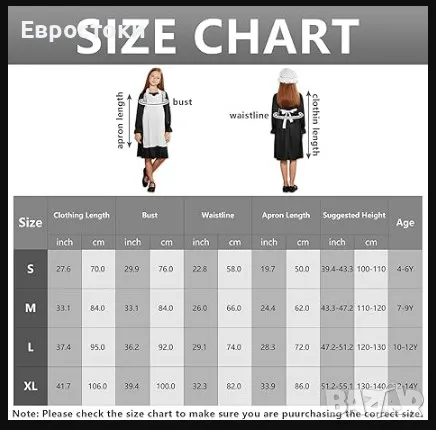Детски викториански костюм Ficlwigkis за момичета на 12-14 години – карнавален костюм на прислужница, снимка 3 - Детски комплекти - 47793636