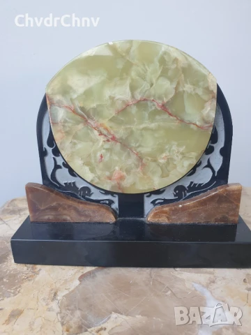 2бр стари книгоразделители оникс върху мрамор 16см/чифт мраморни декорации, снимка 4 - Декорация за дома - 50666862