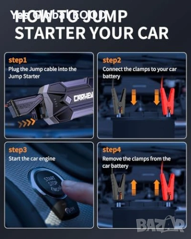 4500A Jump Starter Booster до 8.0L бензин, снимка 6 - Аксесоари и консумативи - 53619945