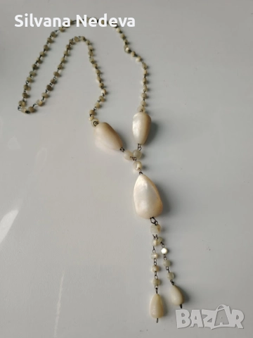 Много старинна огърлица от седеф-ръчна изработка, снимка 5 - Антикварни и старинни предмети - 52649939