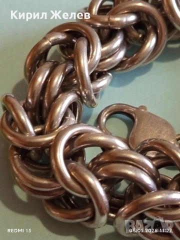 Масивна сребърна гривна Кралска плетка майсторска ръчна изработка 50772, снимка 11 - Гривни - 52984918