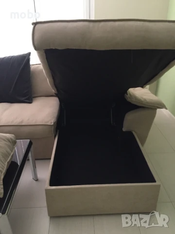 Двуместен диван с лежанка , снимка 2 - Дивани и мека мебел - 51133317