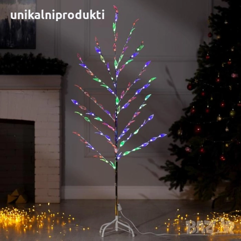 Светещо коледно дърво 150см многоцветна LED светлина от млечни листенца 
