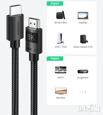 Кабели 4/8K | 8K HDMI 2.1 | 8K DisplayPort 1,4 | 8K USB-C to DP, снимка 2 - Друга електроника - 45804684