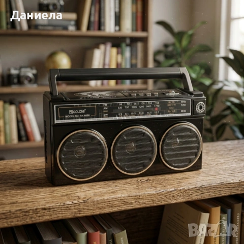 Портативно ретро радио - 3 лентов приемник GOLON RX-666D, снимка 4 - Друга електроника - 53783195