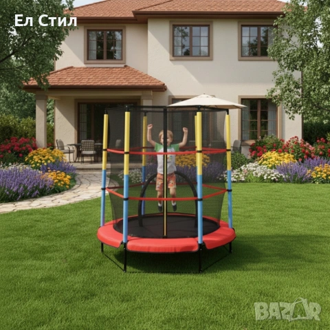 Батут 4,5ft 140см с вътрешна мрежа - червен, снимка 5 - Други - 53563831