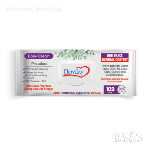 Универсални почистващи мокри кърпи Newday Multi Surface Cleaning - 102 бр в пакет