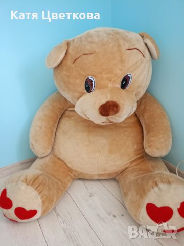 Запазен голям плюшен мечок 80 см , снимка 2 - Плюшени играчки - 45448900
