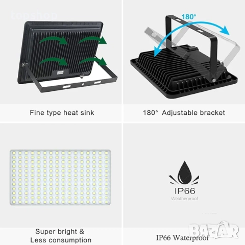 Чисто нови проверени лед прожектори 300W LED, 2 броя, външни, водоустойчиви, IP66, 6000K дневна ..., снимка 2 - Прожектори - 52725077