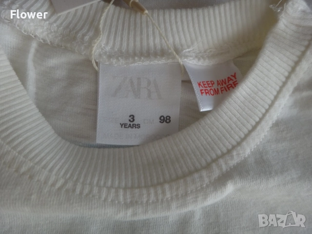Нова Детска бяла блуза ZARA с къс ръкав размер 98, снимка 7 - Детски тениски и потници - 52947587