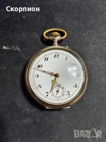 Швейцарски джобен часовник с посребрени капаци 1925г. - 10 РУБИНА, снимка 2 - Джобни - 48361931