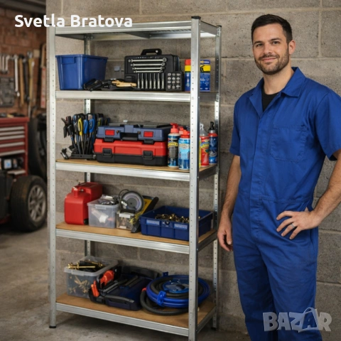 Практичен рафт на 5 нива с товаропиносимост до 175кг - лесен монтаж и стабилност, снимка 5 - Други стоки за дома - 53813547