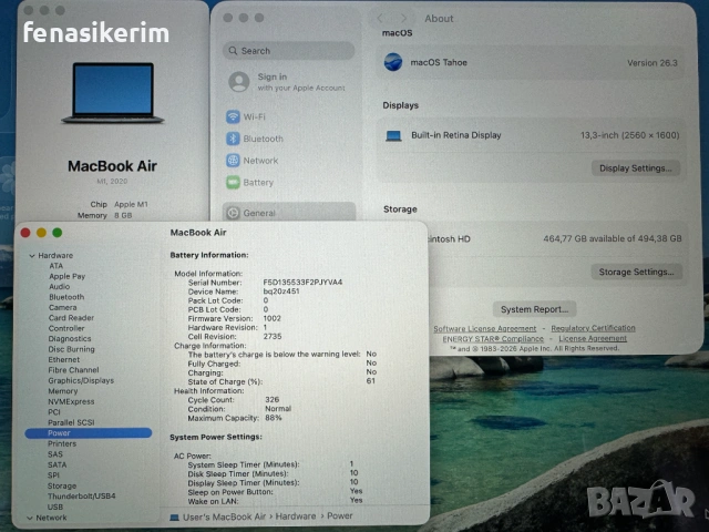 13.3' Apple MacBook Air M1 512GB 2020 Space Grey - Бат 12ч., снимка 6 - Лаптопи за работа - 52872863
