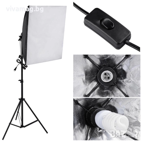 Фотостудиен комплект софтбокс 3бр, рамо жираф, 3 х 135W крушки, снимка 6 - Светкавици, студийно осветление - 51992000