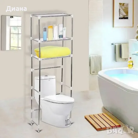 Storage Rack 2в1 Етажерка за пералня и тоалетна от метал и пластмаса - размери 115/50/26см, снимка 1 - Етажерки - 48993695