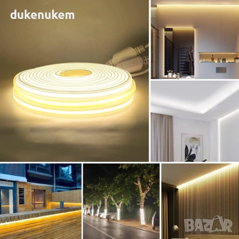 COB LED лента XUNATA 220V, 2 м, 288 LED/m, IP65, студена светлина 4000K, снимка 4 - Лед осветление - 52652086