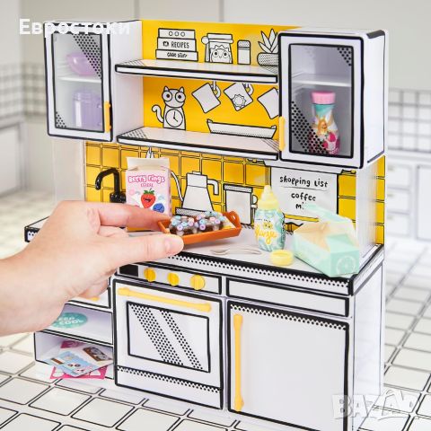 Минивселената на MGA Make It Mini Kitchen, Кухненски комплект за игра, с UV светлина., снимка 2 - Играчки за стая - 45935711