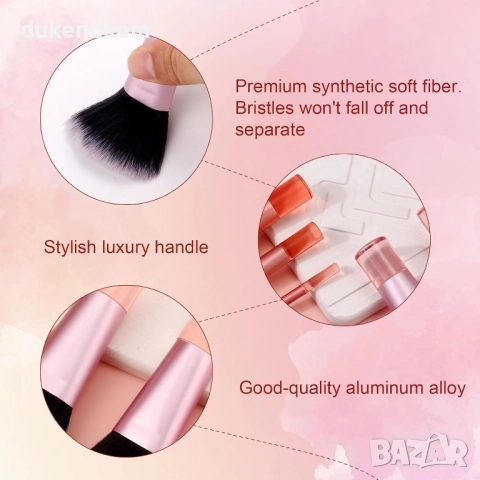 10 бр. мини четки за грим с калъф, компактни, професионални и идеални за пътуване, снимка 4 - Комплекти и лотове - 52622405