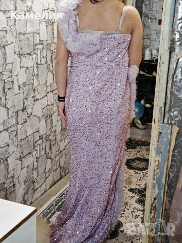 светло лилава официална рокля с пайети , снимка 4 - Рокли - 54056794