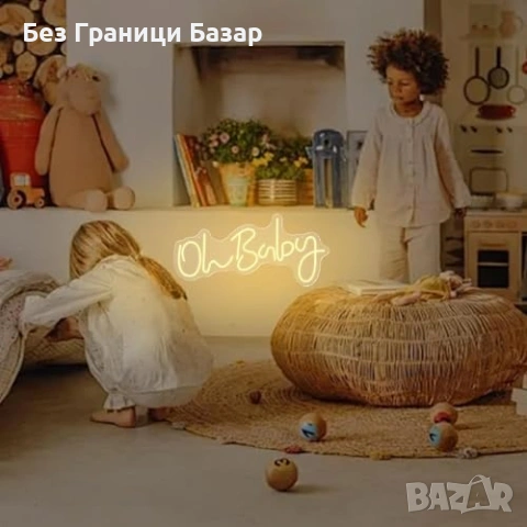 Нов знак лампа LED неонова табела Oh Baby USB за baby shower и детска стая, снимка 7 - Други - 53963253
