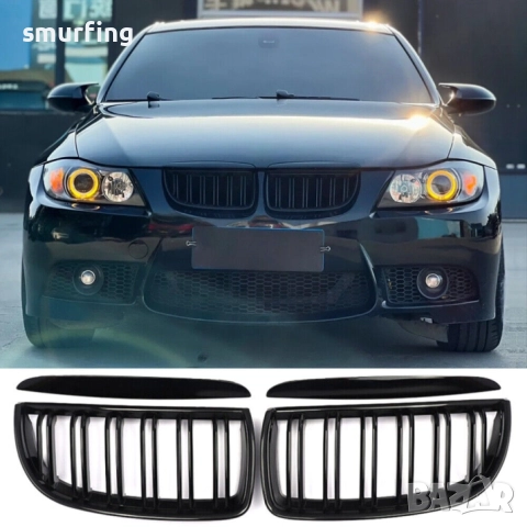 Бъбреци с двойни ребра черен лак за BMW серия 3 E90, E91 2005-2008, снимка 6 - Аксесоари и консумативи - 32449674