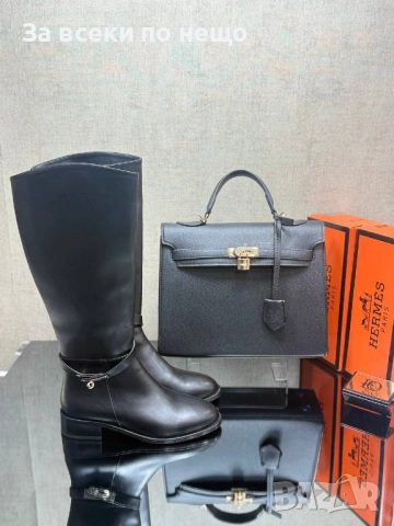 Hermes Дамски Черни Зимни Ботуши Хермес Код SK449, снимка 4 - Дамски ботуши - 53027762