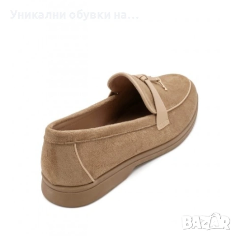 Равни велурени мокасини в цвят каки - Amelia Khaki 11714, снимка 3 - Дамски ежедневни обувки - 53534375