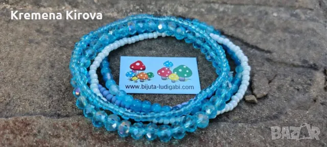 Сетове от по 5 гривни от стъкло и чешки мънсита. Бижута Луди гъби. Ръчна изработка., снимка 1