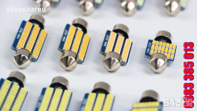 2 бр. Автомобилни сулфидни крушки 12V 39 mm с 36 LED диода ледено сини интериорни светлини за плафон, снимка 2 - Аксесоари и консумативи - 53110145