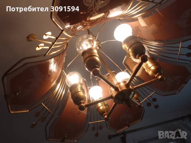 Винтидж полюлей месинг стъкло , снимка 4 - Антикварни и старинни предмети - 52037993