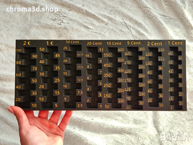 Голям Евро Монетник с износоустойчиви текст цифри. BIG Euro Coins Tray, снимка 4 - Друго търговско оборудване - 53078087