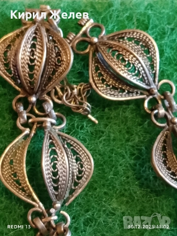 Красива винтидж сребърна гривна с филигранна изработка в етно стил 52645, снимка 6 - Гривни - 52934301