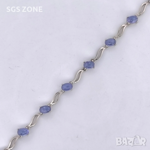 СРЕБЪРНА ГРИВНА С ТАНЗАНИТ, снимка 4 - Гривни - 52295995