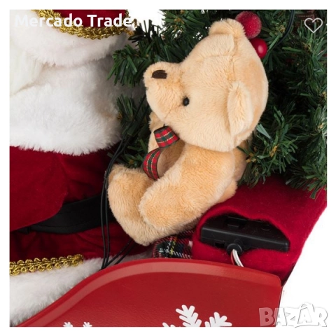 Коледна реалистична фигурка Дядо Коледа с шейна, музика и LED, 49см, снимка 7 - Декорация за дома - 52324543