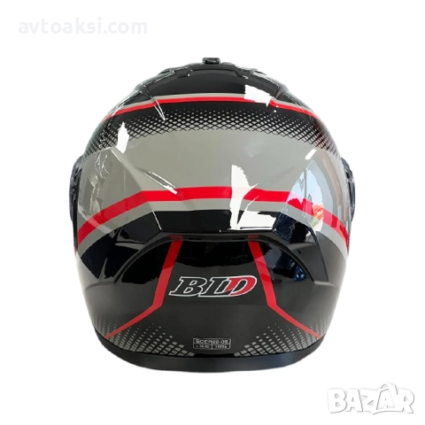 Mодуларна каска за мотор черно/червено, снимка 5 - Аксесоари и консумативи - 50809587