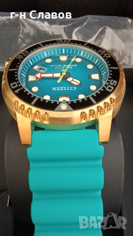 Citizen Promaster Diver 200m Watch BN0162-02X Eco-Drive Turquoise Blue & Gold, снимка 15 - Мъжки - 52128137