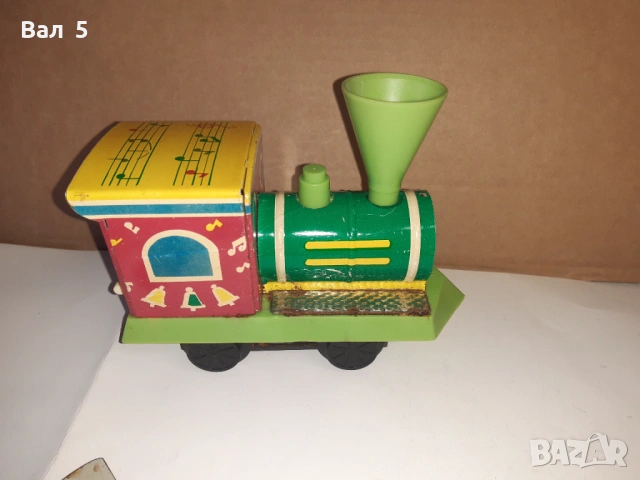 Стара механична играчка МУЗИКАЛЕН ВЛАК с релси СССР, снимка 4 - Антикварни и старинни предмети - 53665648