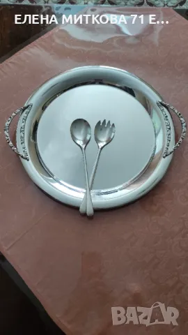 Двоен сет английски посребрени прибори за сервиране с маркировка, снимка 1