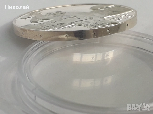 сребърна монета от 5 лева 1974г. "30г. Соц. революция" с КУРИОЗ , снимка 5 - Нумизматика и бонистика - 54016993