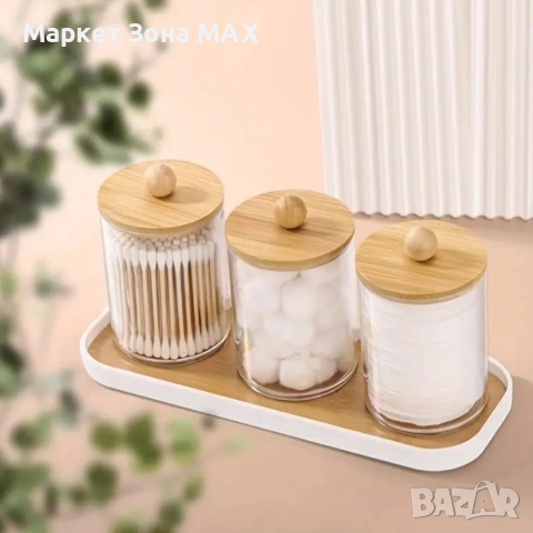 Стилен прозрачен контейнер за съхранение с бамбуков капак, снимка 4 - Други стоки за дома - 53290339