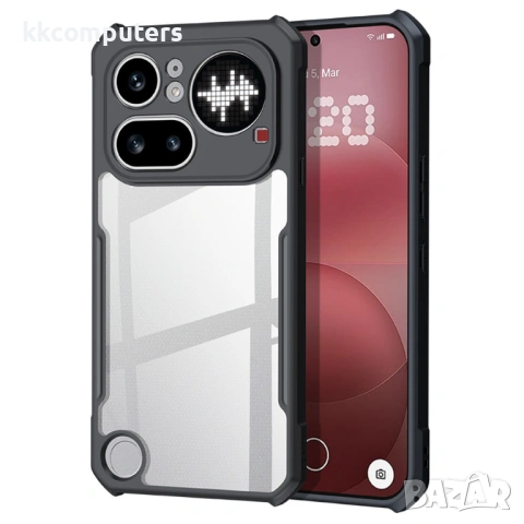 XUNDD Прозрачен Калъф за Nothing Phone (4a) Pro - TPU+Акрил, Airbag, 0.8mm защита, Черен